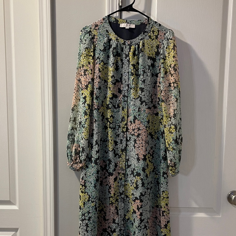 LOFT Floral Long Sleeve Dress - Multicolor